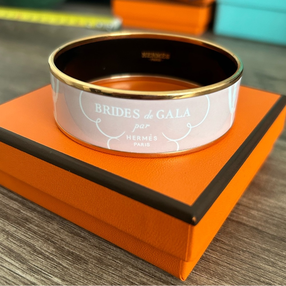 Hermes Brides de Gala Pink and Gold Enamel Bangle